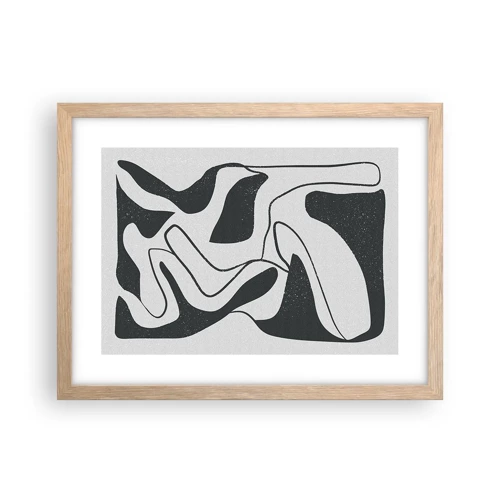 Affiche dans un chêne clair - Poster - Amusement de labyrinthe abstrait - 40x30 cm