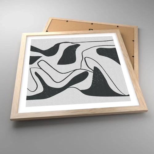 Affiche dans un chêne clair - Poster - Amusement de labyrinthe abstrait - 40x40 cm