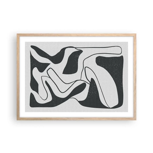 Affiche dans un chêne clair - Poster - Amusement de labyrinthe abstrait - 70x50 cm