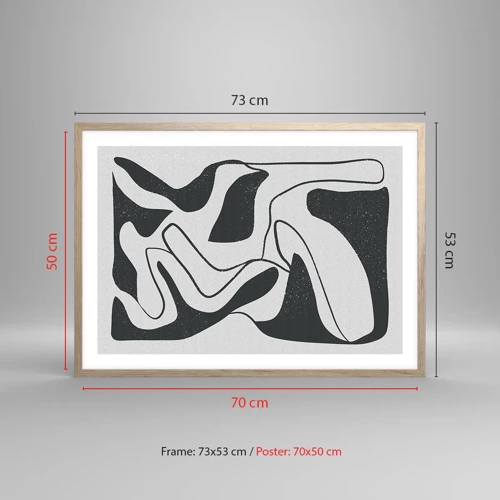 Affiche dans un chêne clair - Poster - Amusement de labyrinthe abstrait - 70x50 cm