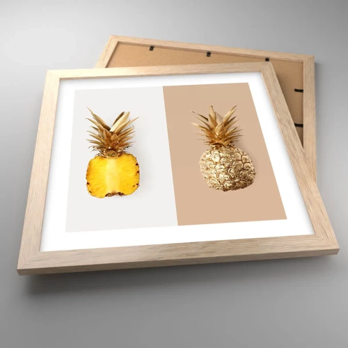 Affiche dans un chêne clair - Poster - Ananas pour nous - 30x30 cm