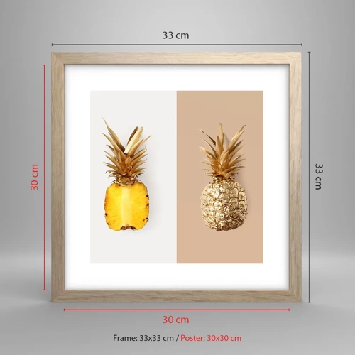 Affiche dans un chêne clair - Poster - Ananas pour nous - 30x30 cm