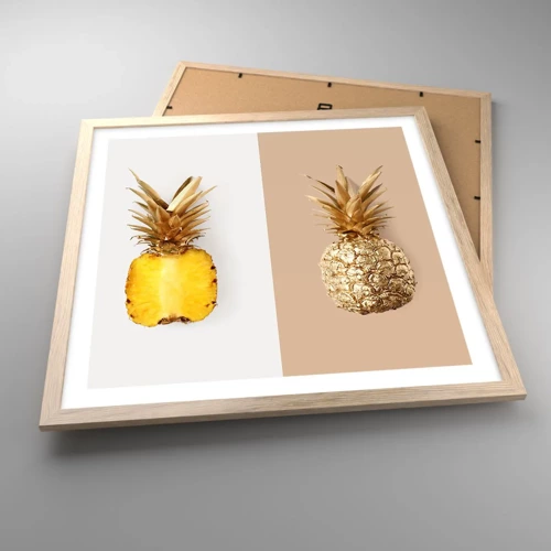 Affiche dans un chêne clair - Poster - Ananas pour nous - 50x50 cm