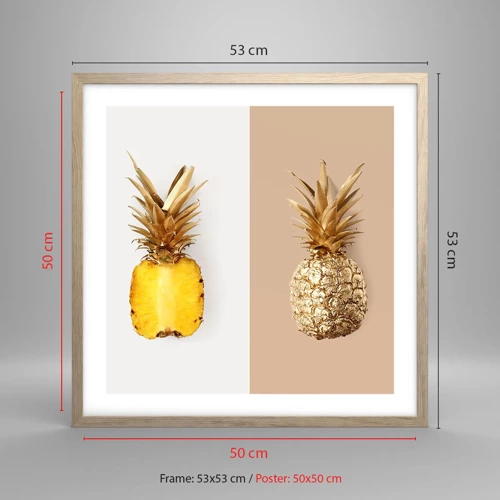 Affiche dans un chêne clair - Poster - Ananas pour nous - 50x50 cm