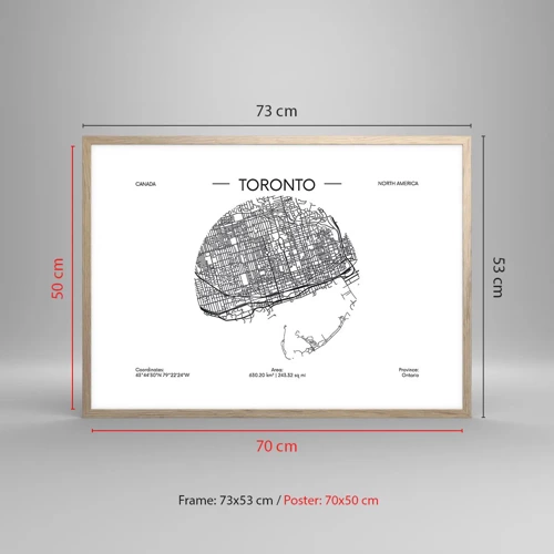 Affiche dans un chêne clair - Poster - Anatomie de Toronto - 70x50 cm