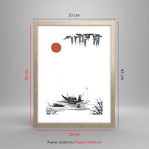 Affiche dans un chêne clair - Poster - Après-midi asiatique - 30x40 cm