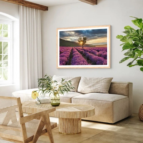 Affiche dans un chêne clair - Poster - Arôme de couleur lilas - 40x30 cm