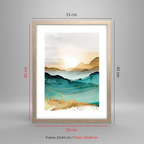 Affiche dans un chêne clair - Poster - Au frontière de l’abstraction – paysage - 30x40 cm