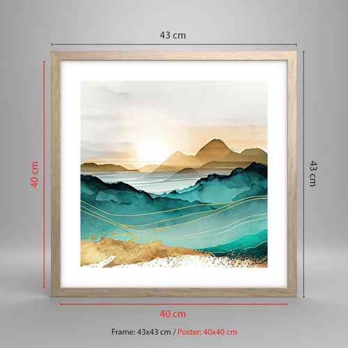 Affiche dans un chêne clair - Poster - Au frontière de l’abstraction – paysage - 40x40 cm