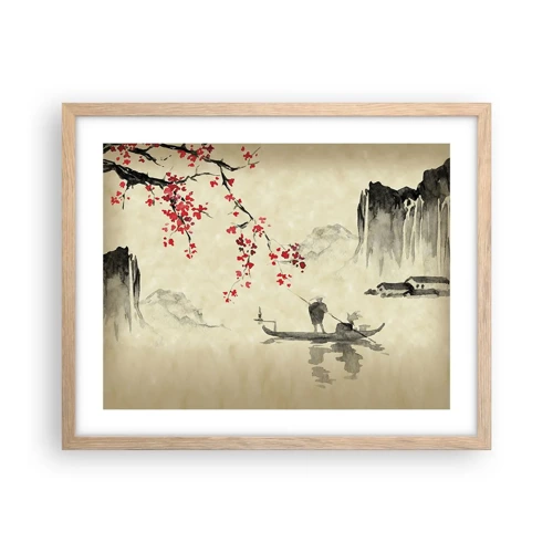 Affiche dans un chêne clair - Poster - Au pays des cerisiers en fleurs - 50x40 cm