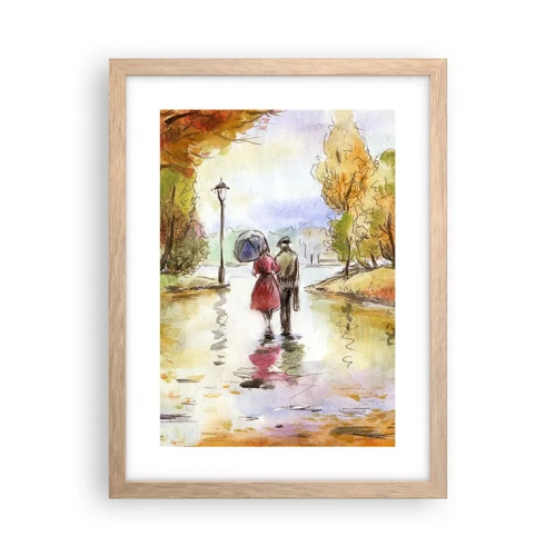 Affiche dans un chêne clair - Poster - Automne romantique dans le parc - 30x40 cm