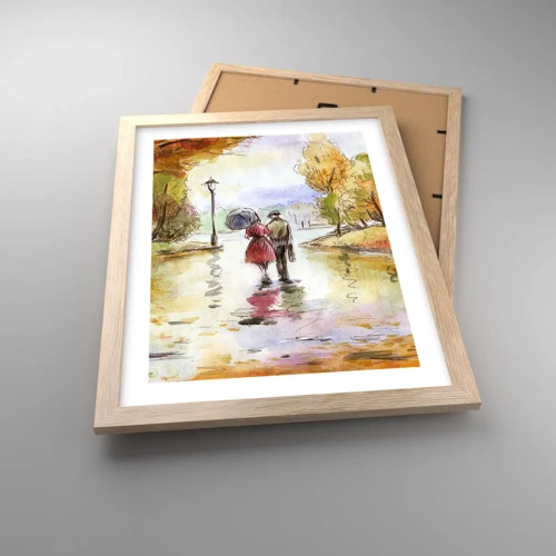 Affiche dans un chêne clair - Poster - Automne romantique dans le parc - 30x40 cm