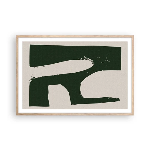 Affiche dans un chêne clair - Poster - Baies blanches - 91x61 cm