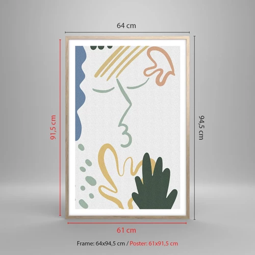 Affiche dans un chêne clair - Poster - Baiser de fleurs - 61x91 cm