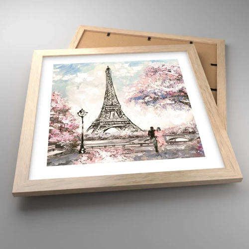 Affiche dans un chêne clair - Poster - Balade d'avril à Paris - 30x30 cm