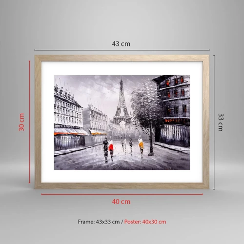 Affiche dans un chêne clair - Poster - Balade parisienne - 40x30 cm