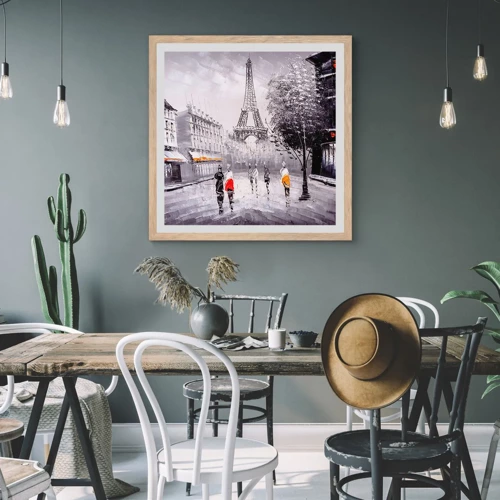 Affiche dans un chêne clair - Poster - Balade parisienne - 40x40 cm