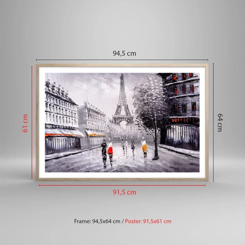 Affiche dans un chêne clair - Poster - Balade parisienne - 91x61 cm