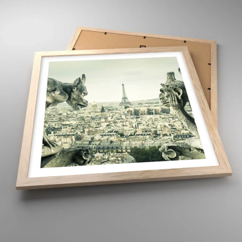 Affiche dans un chêne clair - Poster - Bavardage parisien - 40x40 cm