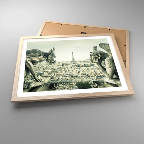 Affiche dans un chêne clair - Poster - Bavardage parisien - 50x40 cm
