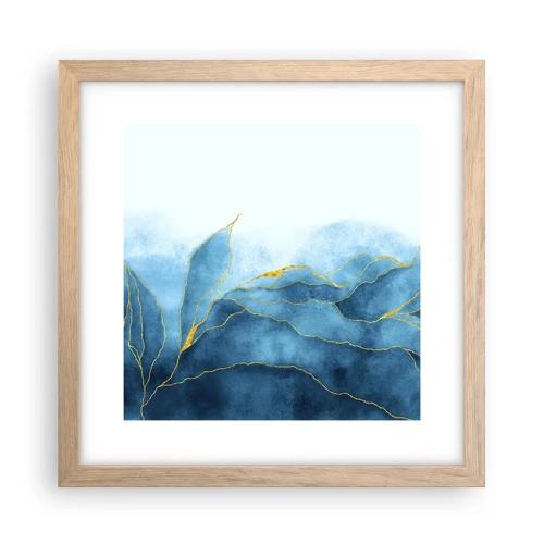 Affiche dans un chêne clair - Poster - Bleu doré - 30x30 cm