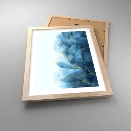 Affiche dans un chêne clair - Poster - Bleu doré - 30x40 cm