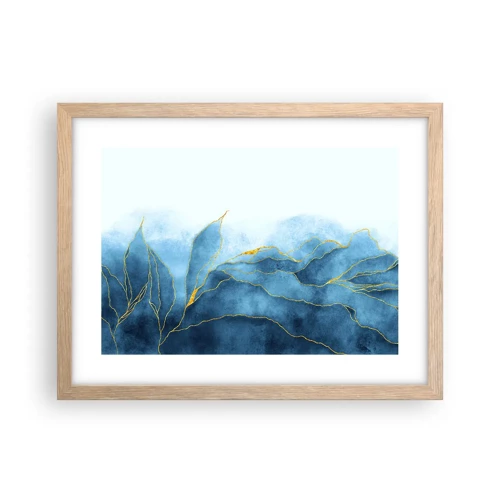 Affiche dans un chêne clair - Poster - Bleu doré - 40x30 cm