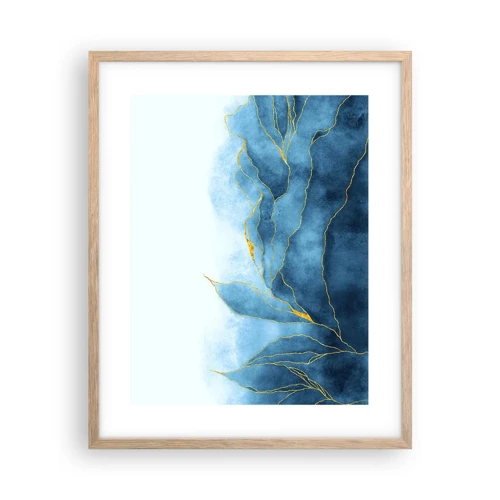 Affiche dans un chêne clair - Poster - Bleu doré - 40x50 cm