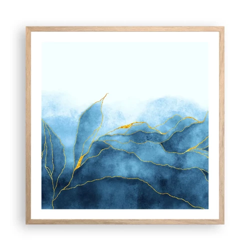Affiche dans un chêne clair - Poster - Bleu doré - 60x60 cm