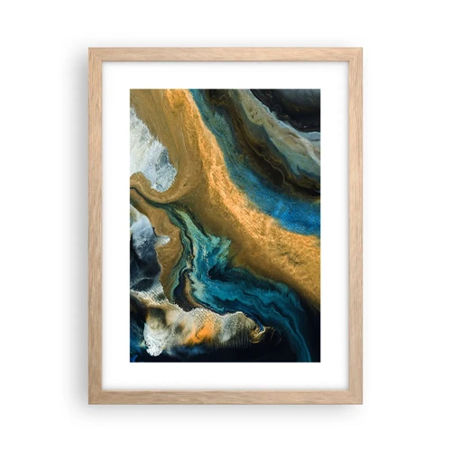 Affiche dans un chêne clair - Poster - Bleu - jaune - influences mutuelles - 30x40 cm