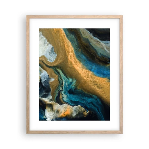 Affiche dans un chêne clair - Poster - Bleu - jaune - influences mutuelles - 40x50 cm