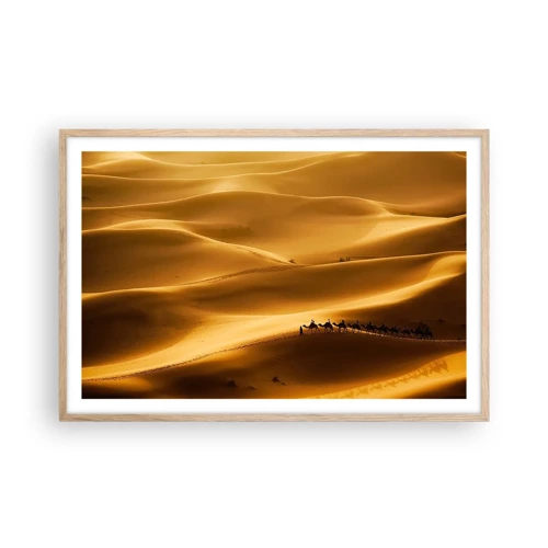 Affiche dans un chêne clair - Poster - Caravane sur les vagues du désert - 91x61 cm