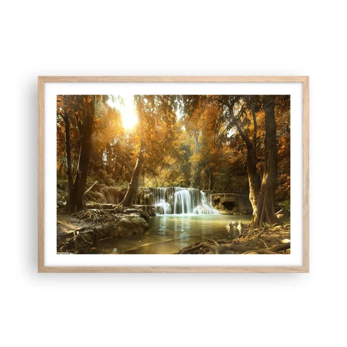 Affiche dans un chêne clair - Poster - Cascade du parc - 70x50 cm
