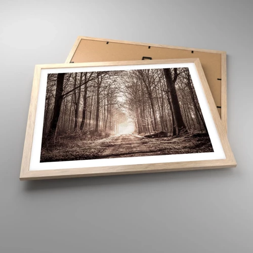 Affiche dans un chêne clair - Poster - Cathédrale de la forêt - 50x40 cm
