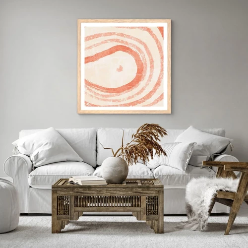 Affiche dans un chêne clair - Poster - Cercles de corail – composition - 40x40 cm