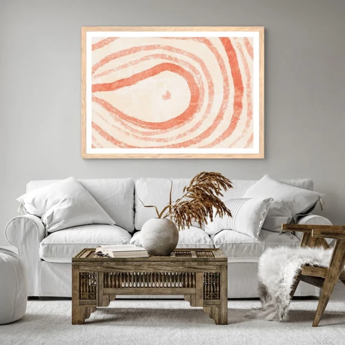 Affiche dans un chêne clair - Poster - Cercles de corail – composition - 70x50 cm