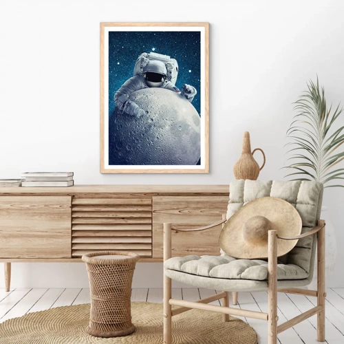 Affiche dans un chêne clair - Poster - Comique de l'espace - 30x40 cm