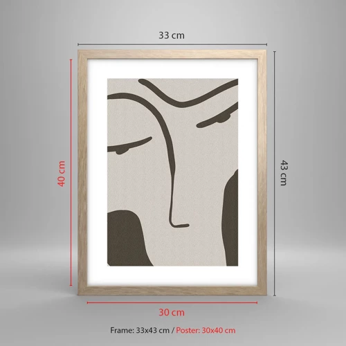 Affiche dans un chêne clair - Poster - Comme un tableau de Modigliani - 30x40 cm