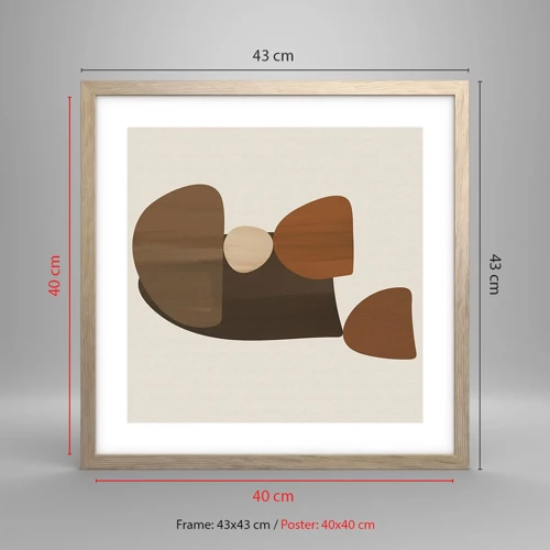 Affiche dans un chêne clair - Poster - Composition de marrons - 40x40 cm