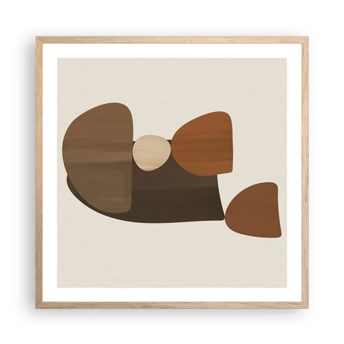 Affiche dans un chêne clair - Poster - Composition de marrons - 60x60 cm