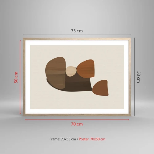 Affiche dans un chêne clair - Poster - Composition de marrons - 70x50 cm