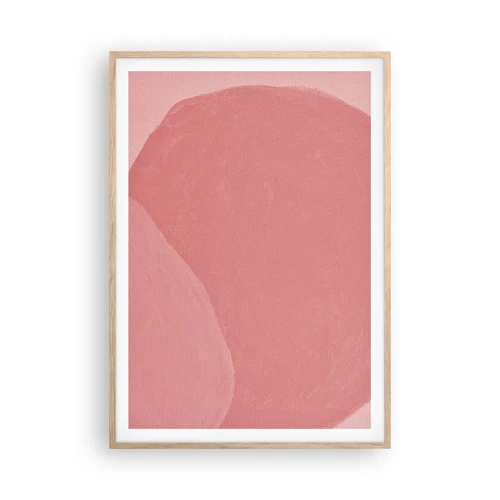 Affiche dans un chêne clair - Poster - Composition organique en rose - 70x100 cm