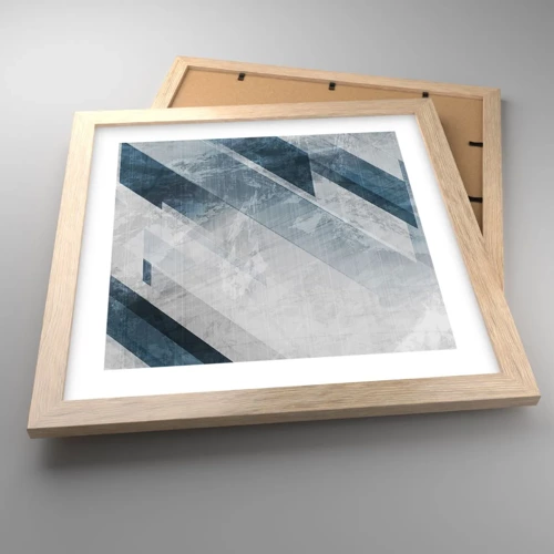 Affiche dans un chêne clair - Poster - Composition spatiale - mouvement gris - 30x30 cm