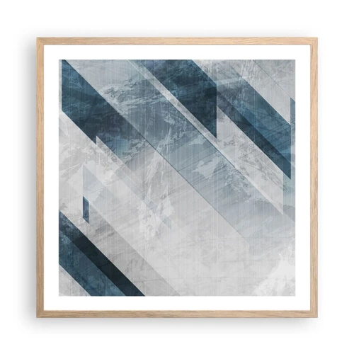 Affiche dans un chêne clair - Poster - Composition spatiale - mouvement gris - 60x60 cm