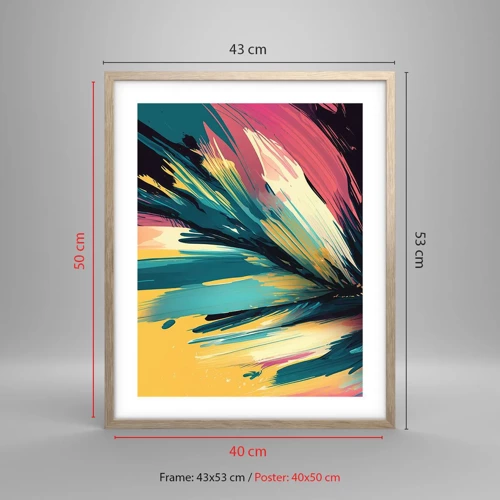 Affiche dans un chêne clair - Poster - Composition – une explosion de joie - 40x50 cm