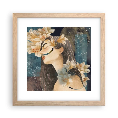 Affiche dans un chêne clair - Poster - Conte de fée sur la princesse lilas - 30x30 cm