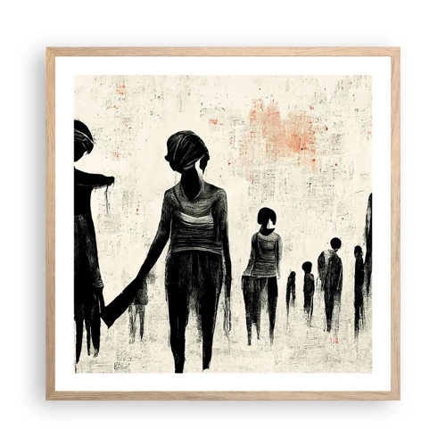 Affiche dans un chêne clair - Poster - Contre la solitude - 60x60 cm