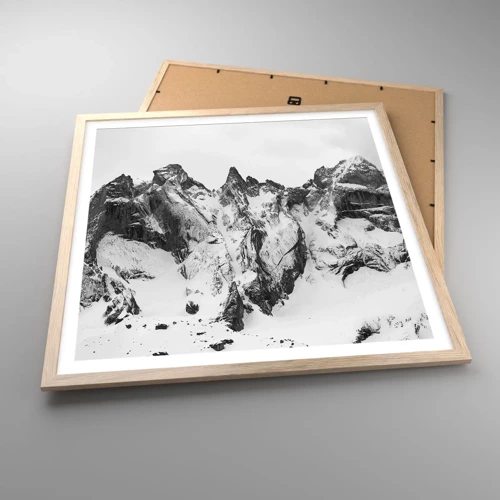 Affiche dans un chêne clair - Poster - Crête dangereuse de granit - 60x60 cm