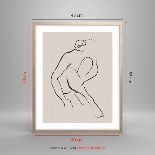 Affiche dans un chêne clair - Poster - Croquis intime - 40x50 cm