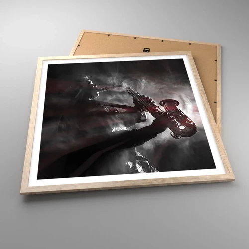 Affiche dans un chêne clair - Poster - Dans les brumes du jazz - 60x60 cm